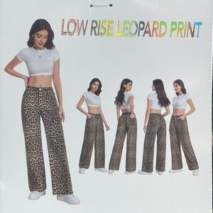 (Q) NWT TELEPATHY -Leopard Print Low Rise Wide Leg Jeans in BrownWomen's,Sz 5/27